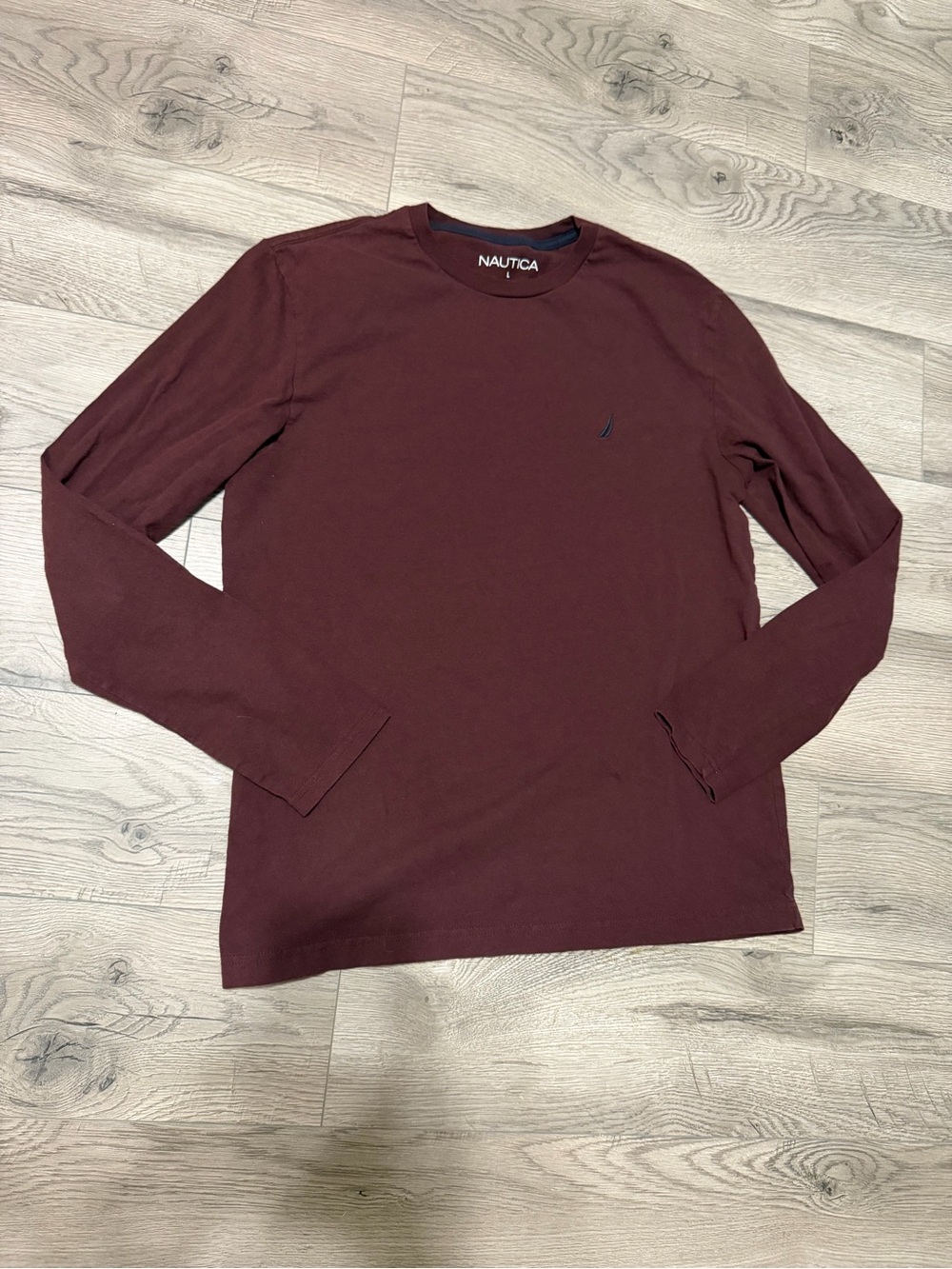 Nautica Men's Long-Sleeve Crewneck Shirt - Burgundy